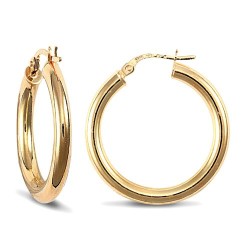 9ct yellow gold 3mm polished round-tube creole Hoop Earrings