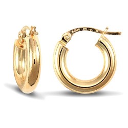 9ct yellow gold 3mm polished round-tube creole Hoop Earrings