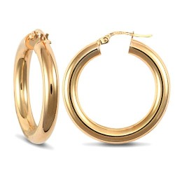 9ct yellow gold 4mm polished round-tube creole Hoop Earrings 9ct yellow gold 4mm polished round-tube creole Hoop Earrings