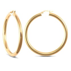 9ct yellow gold 4mm polished round-tube creole Hoop Earrings