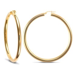 9ct yellow gold 4mm polished round-tube creole Hoop Earrings