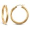 9ct yellow gold 3mm round-tube twisted creole Hoop Earrings
