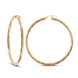 9ct yellow gold 3mm round-tube twisted creole Hoop Earrings