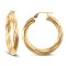 9ct yellow gold 4mm round-tube twisted creole Hoop Earrings