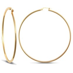 9ct yellow gold 2mm polished elegant creole Hoop Earrings