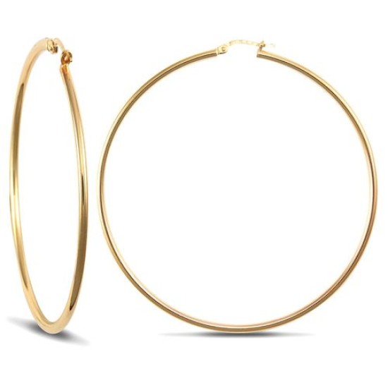 9ct yellow gold 2mm polished elegant creole Hoop Earrings