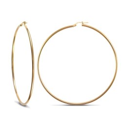 9ct yellow gold 2mm polished round-tube creole Hoop Earrings