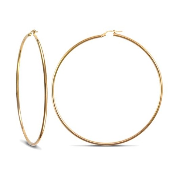 9ct yellow gold 2mm polished round-tube creole Hoop Earrings