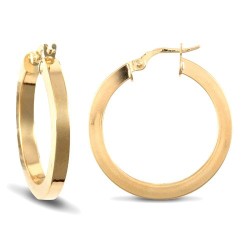 9ct Yellow Plain Square Tube Hoop Earrings