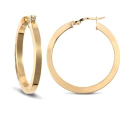 9ct Yellow Plain Square Tube Hoop Earrings