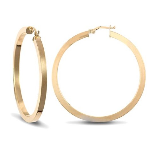 9ct Yellow Plain Square Tube Hoop Earrings