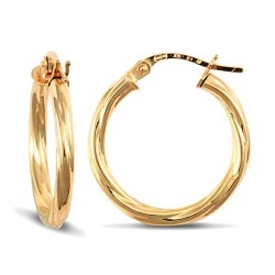 9ct yellow gold 2.5mm round-tube twisted creole Hoop Earrings