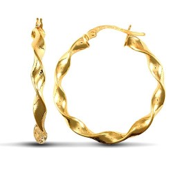 9ct yellow gold super light polished c candy twist creole Hoop Earrings