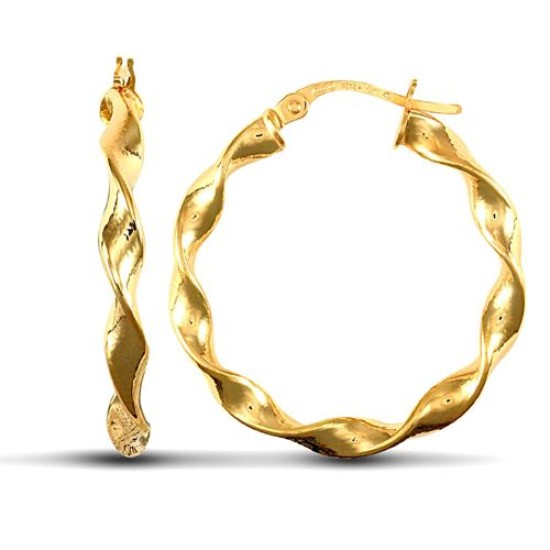 9ct yellow gold super light polished c candy twist creole Hoop Earrings