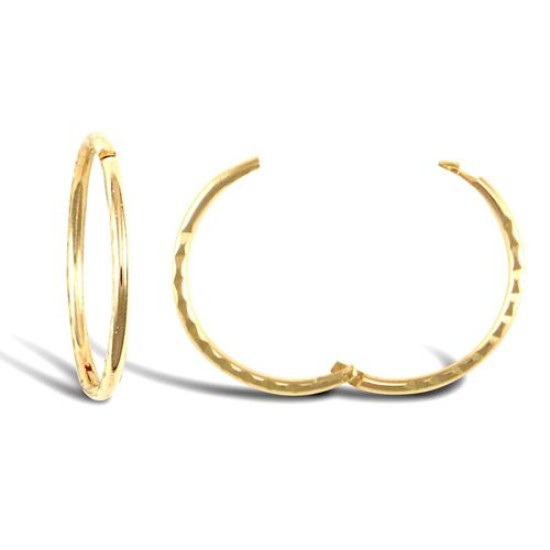 9ct yellow gold Diamond Cut hinged Sleeper Earrings