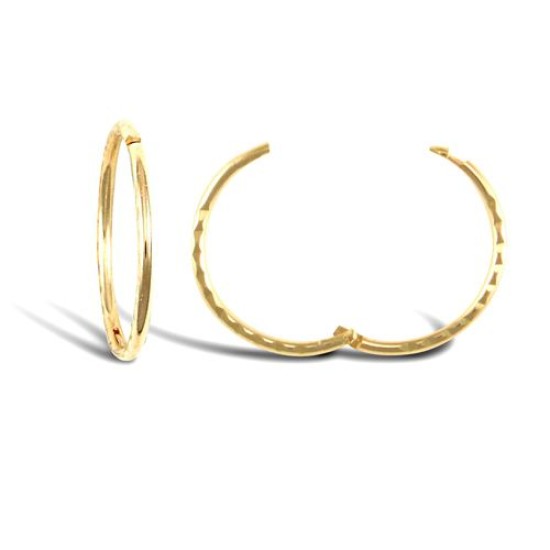 9ct yellow gold Diamond Cut hinged Sleeper Earrings