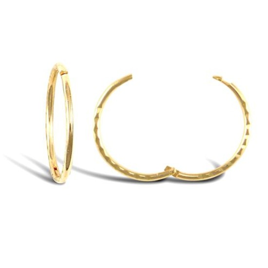 9ct yellow gold Diamond Cut hinged Sleeper Earrings