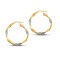9ct yellow and white gold plain / frost creole Hoop Earrings