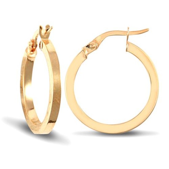 9ct yellow gold square tube creole Hoop Earrings