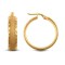 9ct yellow gold frosted and Diamond Cut court profile Hoop Earrings