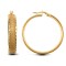 9ct yellow gold frosted and Diamond Cut court profile Hoop Earrings