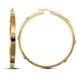 9ct yellow gold CZ set Hoop Earrings