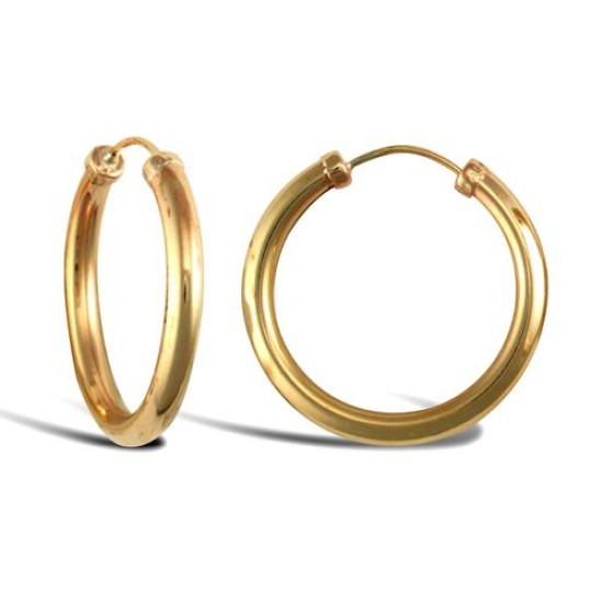 9ct yellow gold plain polished Hoop Earrings