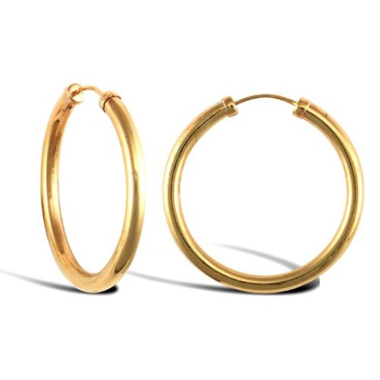 9ct yellow gold plain polished Hoop Earrings