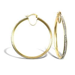 9ct yellow gold pave set cubic zirconia creole hoop earrings