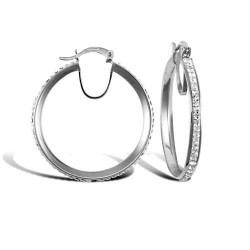 9ct white gold pave set cubic zirconia creole hoop earrings