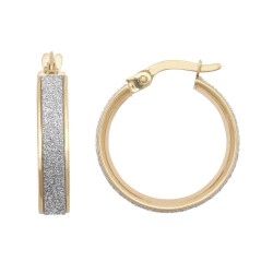 9ct Yellow Gold 15mm Moon Dust hoop Earrings 9ct Yellow Gold 15mm Moon Dust hoop Earrings