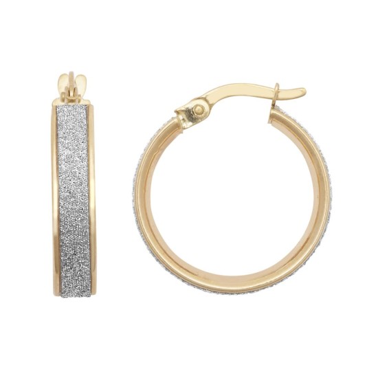 9ct Yellow Gold 15mm Moon Dust hoop Earrings