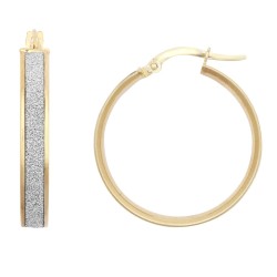 9ct Yellow Gold 20mm Moon Dust hoop Earrings