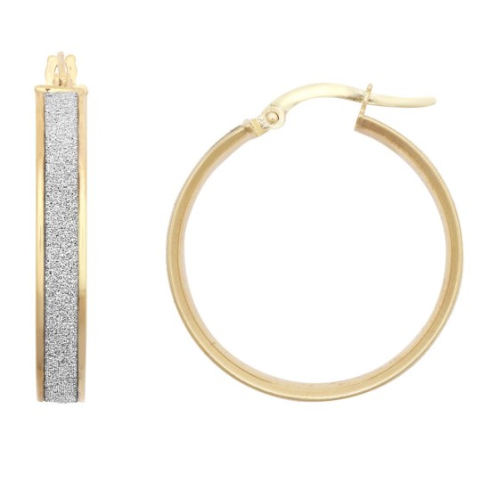 9ct Yellow Gold 20mm Moon Dust hoop Earrings