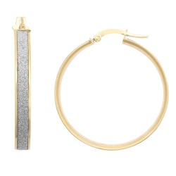 9ct Yellow Gold 25mm Moon Dust hoop Earrings