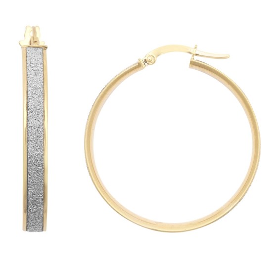 9ct Yellow Gold 25mm Moon Dust hoop Earrings