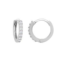 9ct White Gold CZ Set 10mm Huggie Earrings 9ct White Gold CZ Set 10mm Huggie Earrings