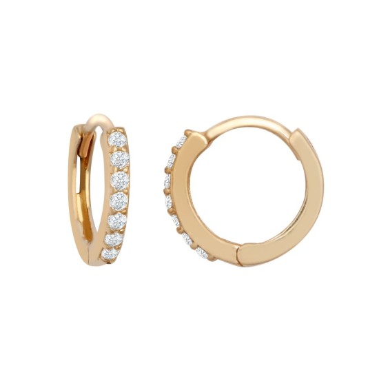 9ct Rose Gold CZ Set 10mm Huggie Earrings