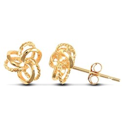 solid 9ct yellow gold hand finished knot design Stud Earrings
