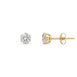 9ct yellow gold Stud Earrings claw-set with a 4mm solitaire cubic zirconia stone.