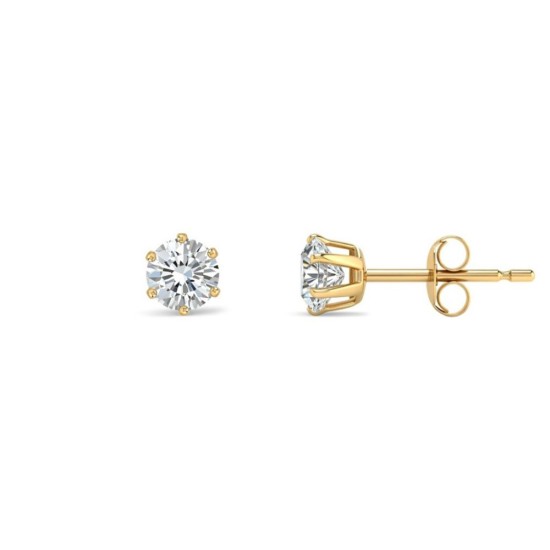 9ct yellow gold Stud Earrings claw-set with a 4mm solitaire cubic zirconia stone.