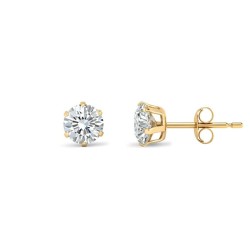 9ct yellow gold Stud Earrings claw-set with a 5mm solitaire cubic zirconia stone.