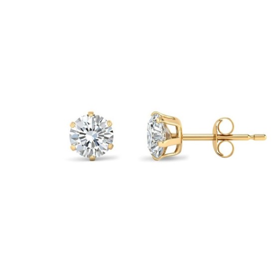 9ct yellow gold Stud Earrings claw-set with a 5mm solitaire cubic zirconia stone.