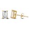 solid 9ct yellow gold hand finished stud earrings claw-set with a rectangular-cut cubic zirconia stone.