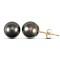 7mm premium quality black cultured pearl Stud Earrings with a 9ct yellow gold post and butterfly fitting.