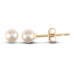 4 - 4.5mm premium quality cultured pearl Stud Earrings with a 9ct yellow gold post and butterfly fitting.
