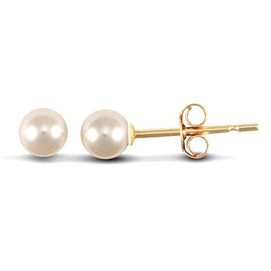 4 - 4.5mm premium quality cultured pearl Stud Earrings with a 9ct yellow gold post and butterfly fitting.