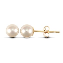 4.5 - 5mm premium quality cultured pearl Stud Earrings with a 9ct yellow gold post and butterfly fitting.