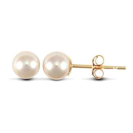 4.5 - 5mm premium quality cultured pearl Stud Earrings with a 9ct yellow gold post and butterfly fitting.