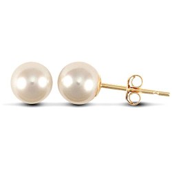 5.5 - 6mm premium quality cultured pearl Stud Earrings with a 9ct yellow gold post and butterfly fitting.